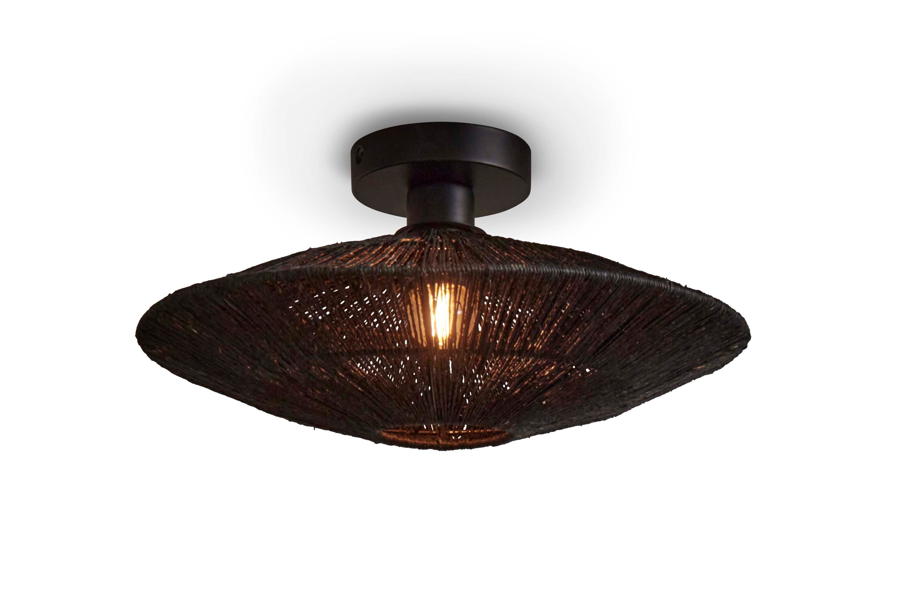 Good&Mojo Ceiling lamp Iguazu jute/flat S dia.40xh.12cm. black